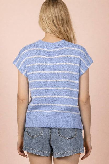 Striped Knit Sweater Vest Top