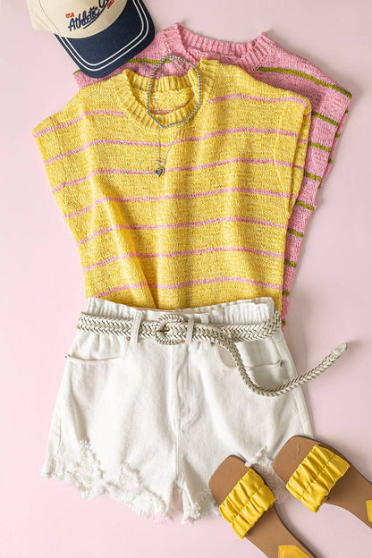 Striped Knit Sweater Vest Top