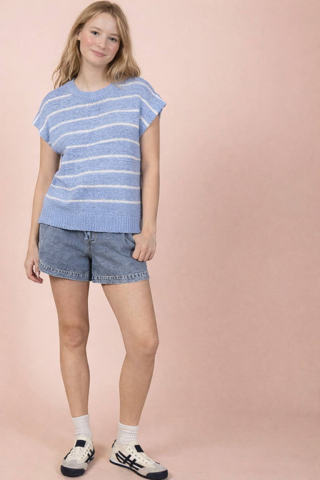Striped Knit Sweater Vest Top