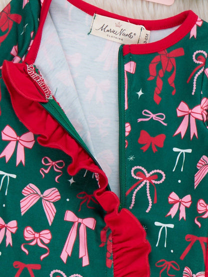 Merry Bows Ruffle Sleeper Pajamas