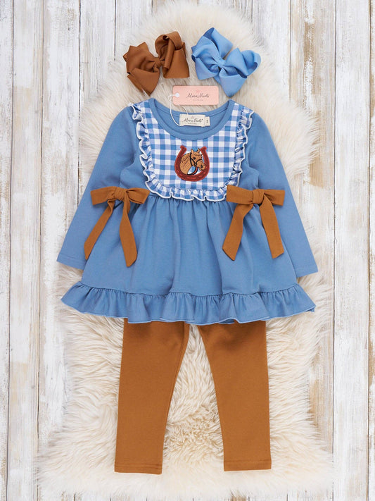 Lucky Horse Embroidered Ruffle Outfit
