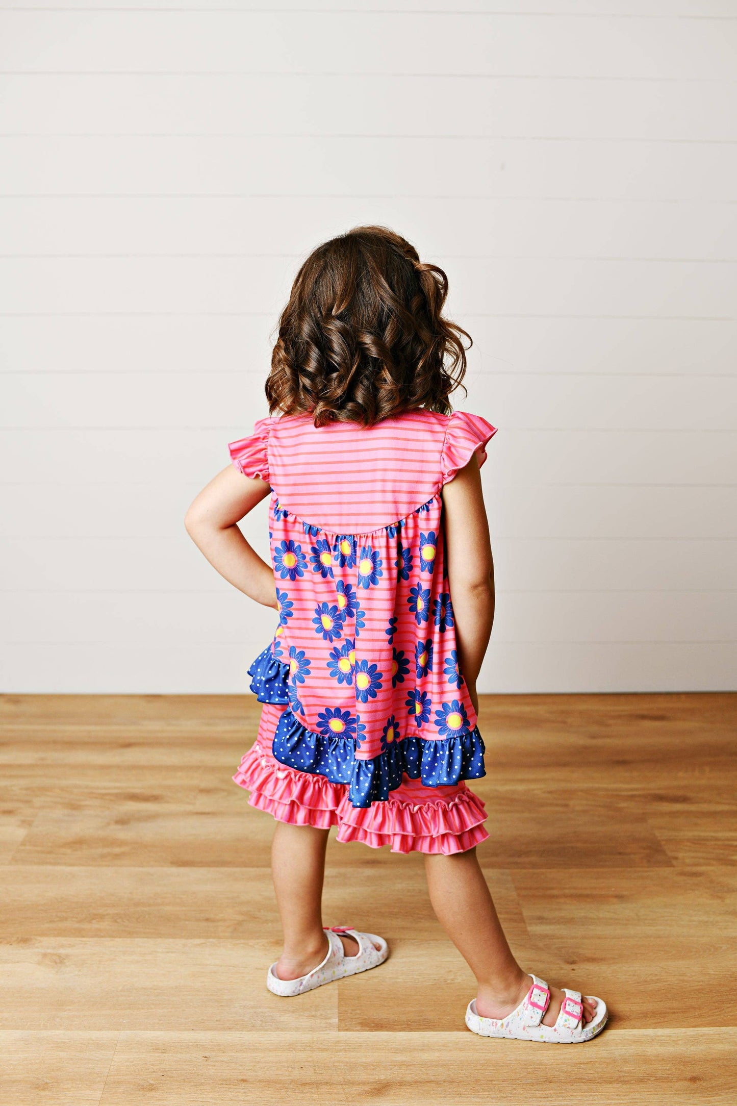 Hot Pink Daisy Pocket Ruffles Short Set
