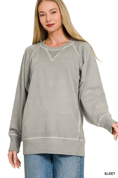 Pigment Dyed French Terry Pullover With Pockets