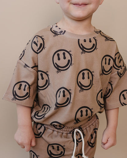 Shorts Set | Brown Smiley Face