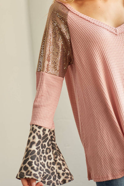 Melanie Waffle Knit V-Neck Tunic