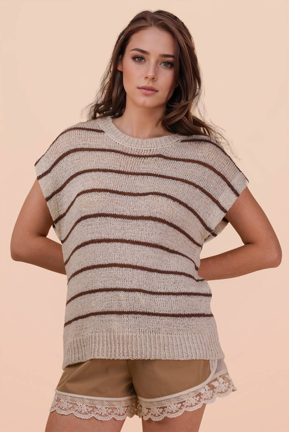 Striped Knit Sweater Vest Top