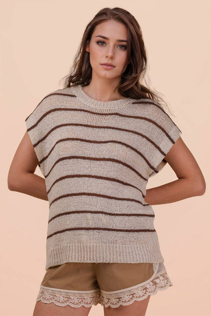 Striped Knit Sweater Vest Top