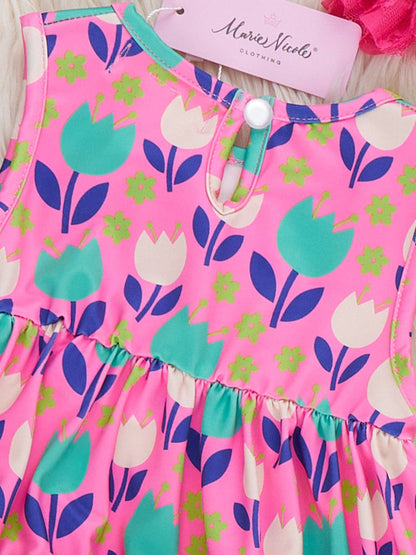 Ruffle Bubble Romper - Tulip