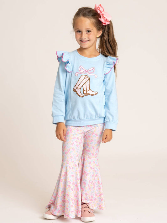 Boots & Bows Floral Bell-Bottom Outfit