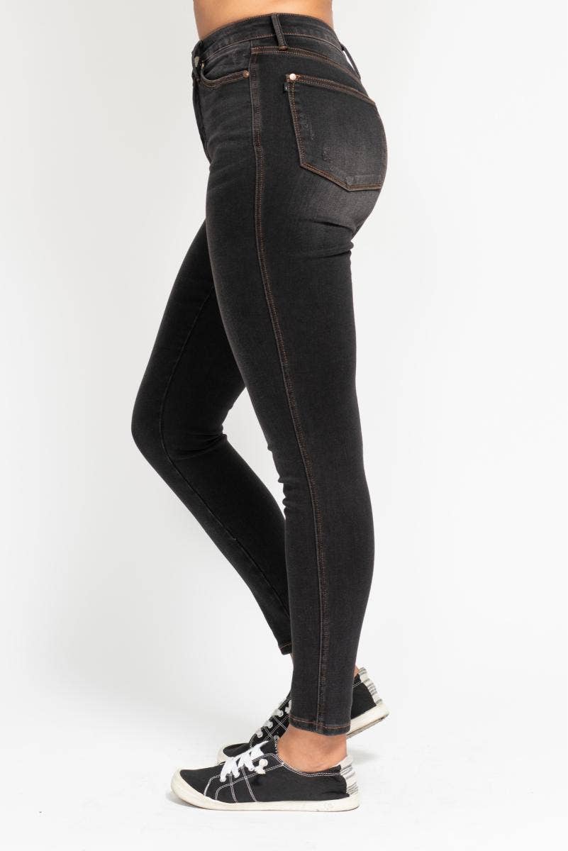 Judy Blue - High-Waist Tummy Control Black Wash Skinny Jeans