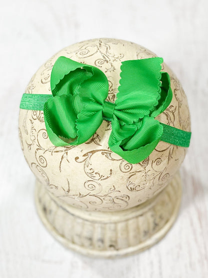 Classic Scalloped Bow - Headband - 4.5"