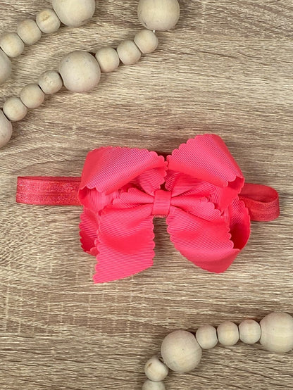 Classic Scalloped Bow - Headband - 4.5"
