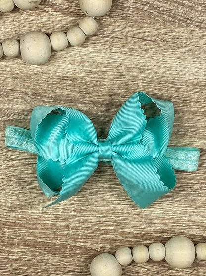 Classic Scalloped Bow - Headband - 4.5"