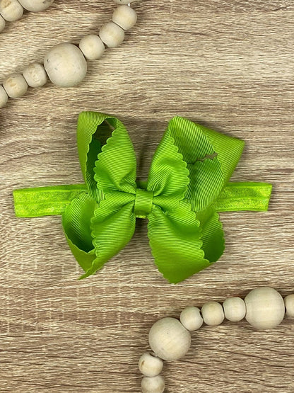 Classic Scalloped Bow - Headband - 4.5"
