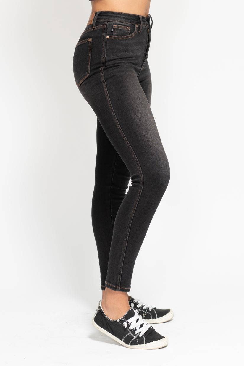 Judy Blue - High-Waist Tummy Control Black Wash Skinny Jeans