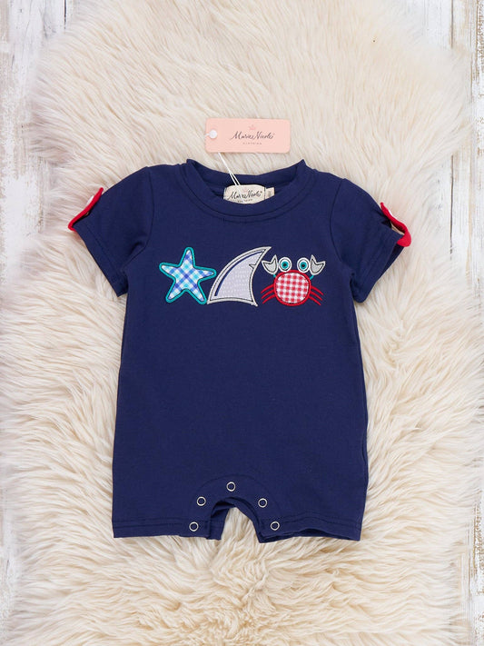Tiny Tide Crab & Star Embroidered Bubble Romper