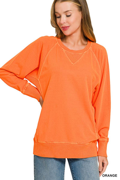 Pigment Dyed French Terry Pullover With Pockets