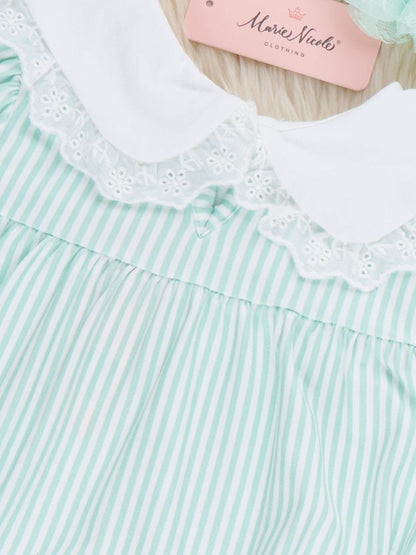Melon Meadow Embroidered Ruffle Bubble Romper
