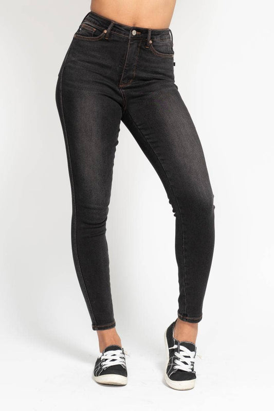 Judy Blue - High-Waist Tummy Control Black Wash Skinny Jeans