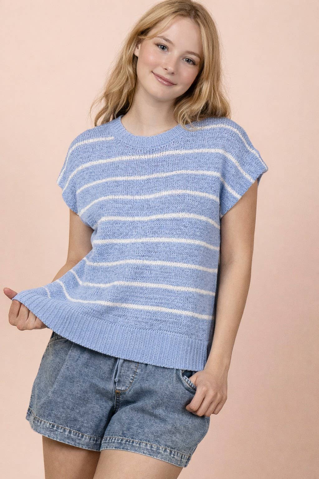 Striped Knit Sweater Vest Top