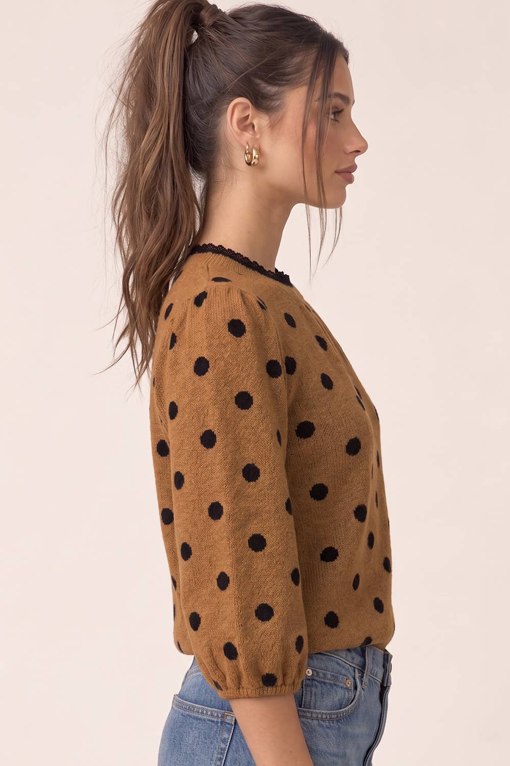 Polka Dot Puff Sleeve Top