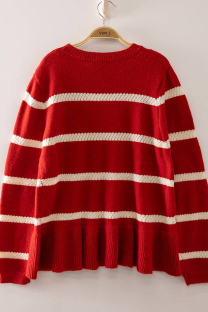 Stripe Peplum Knit Sweater