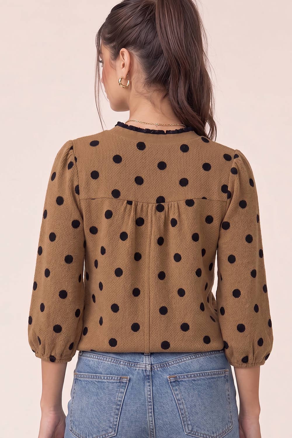 Polka Dot Puff Sleeve Top