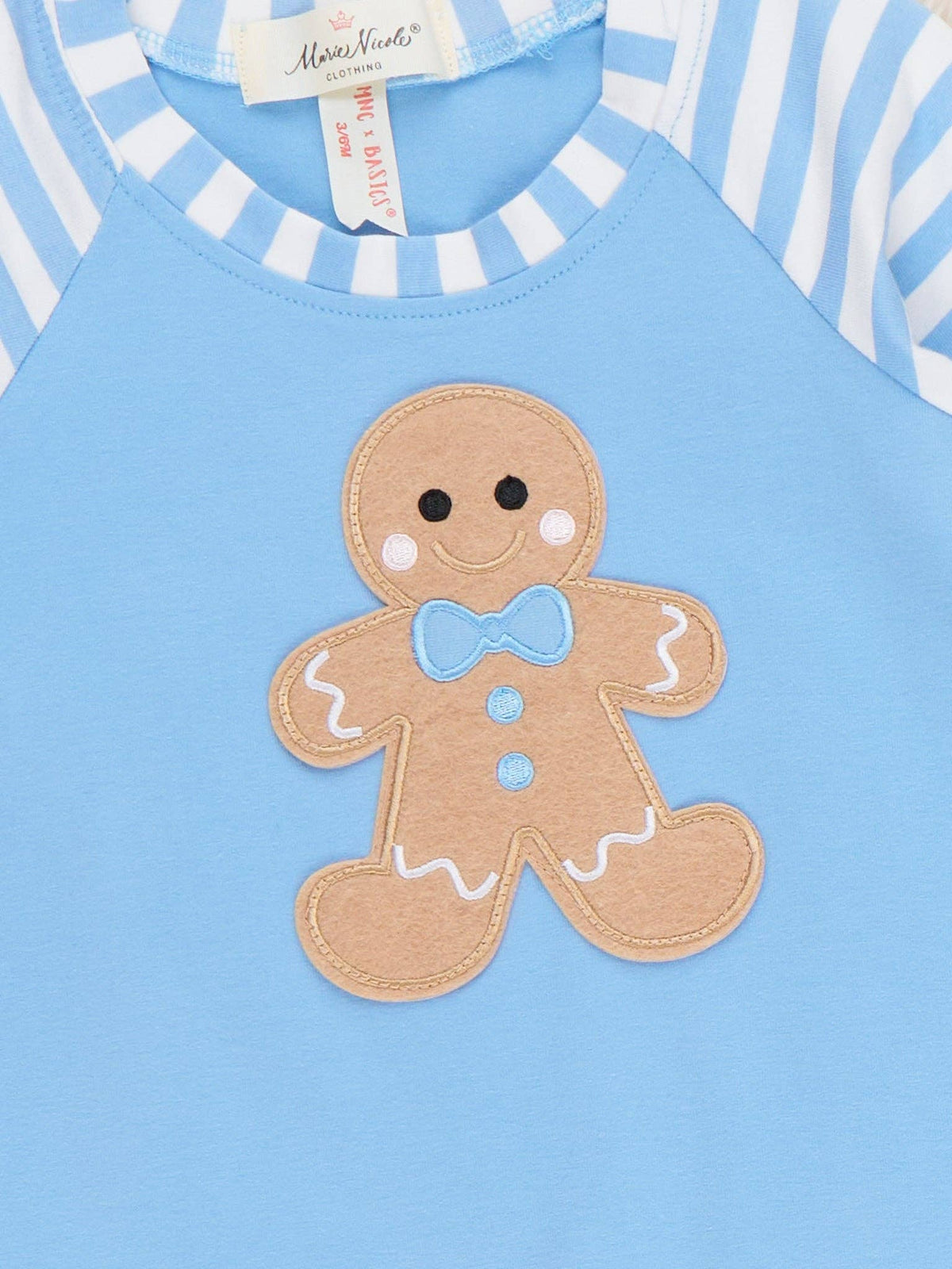 Christmas Gingerbread Romper Pajamas - Blue