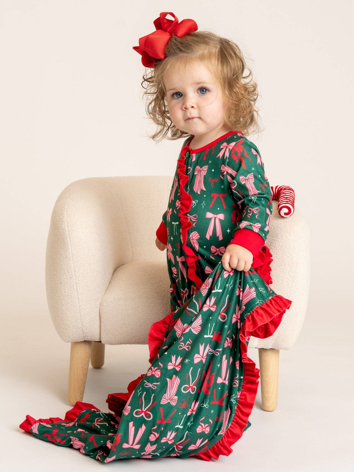 Merry Bows Ruffle Sleeper Pajamas