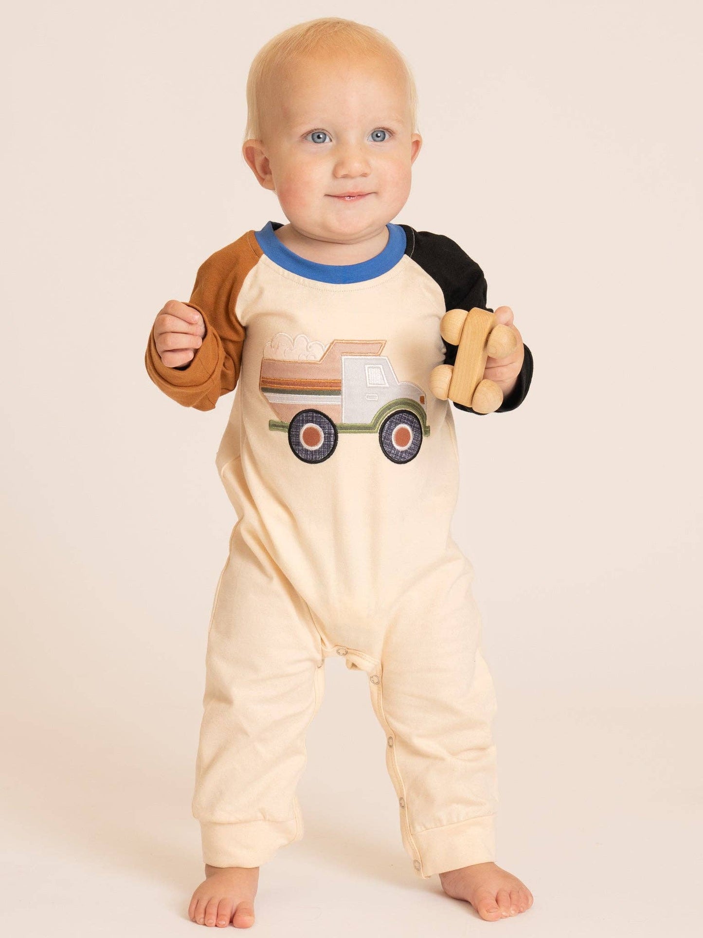 Busy Dump Truck Colorblock Romper