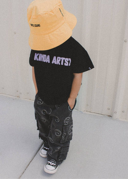 Smiley Face Baggy Jeans Black