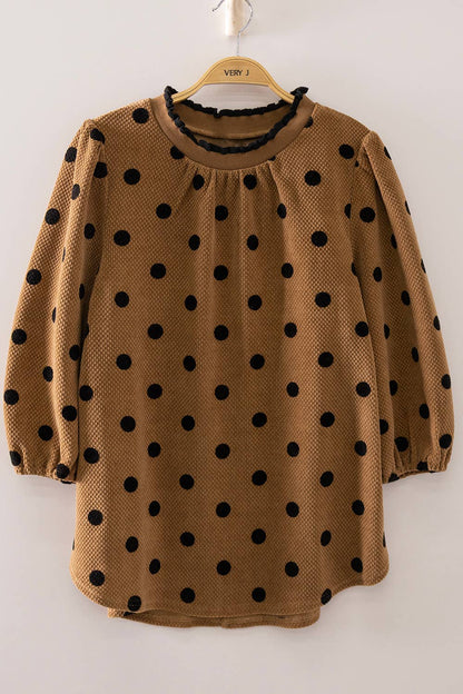Polka Dot Puff Sleeve Top