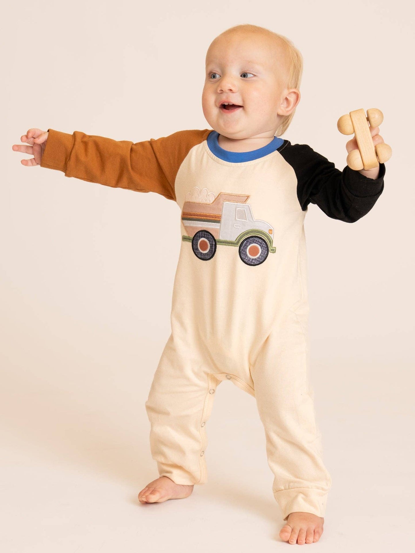 Busy Dump Truck Colorblock Romper