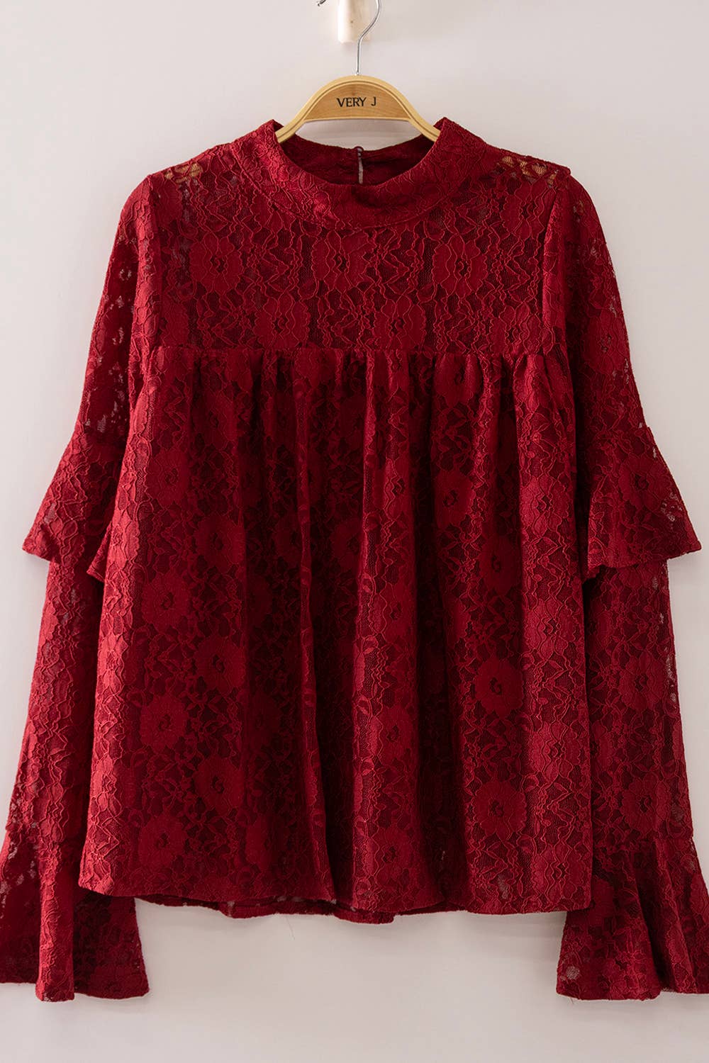 Lace Babydoll Mock Neck Top