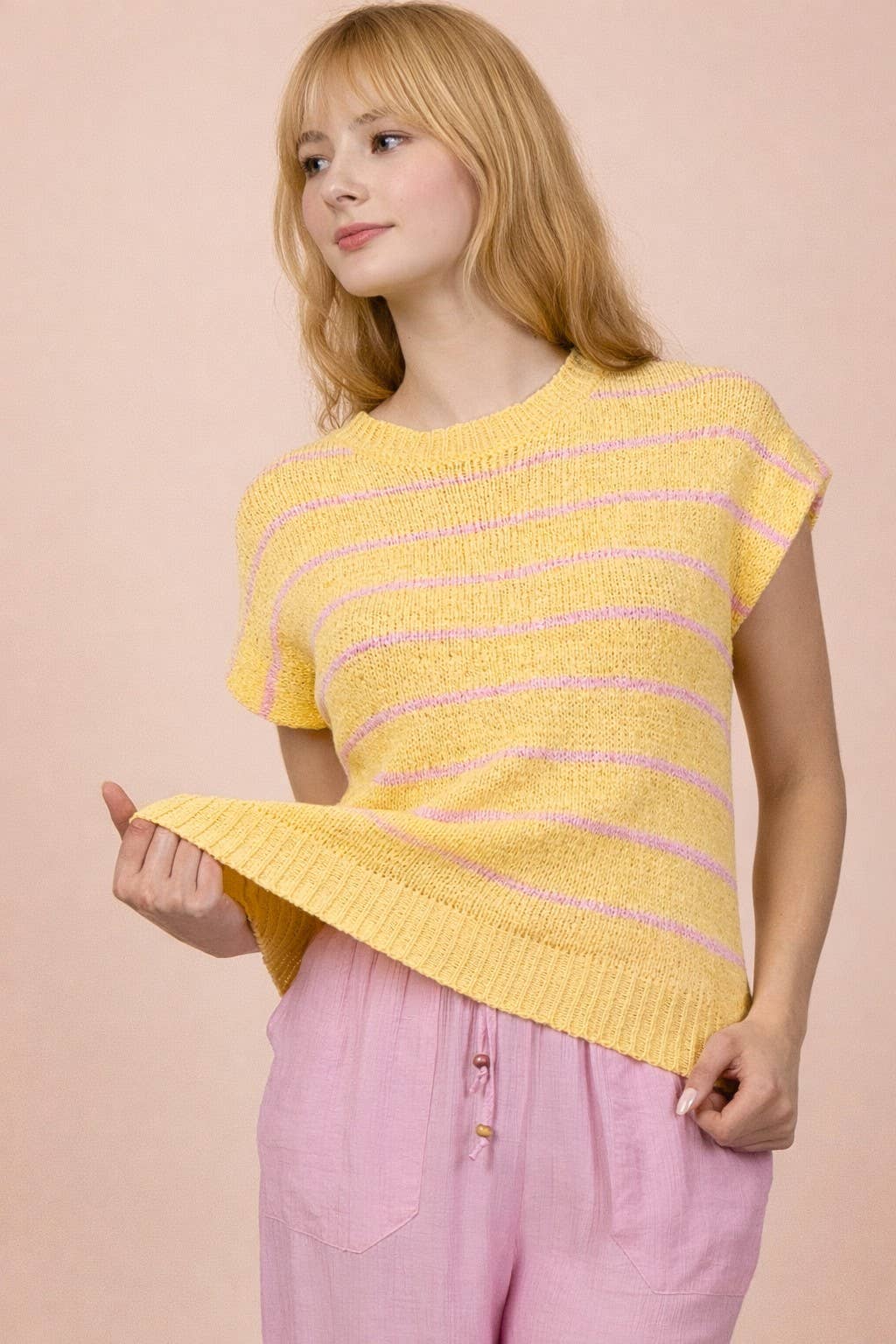 Striped Knit Sweater Vest Top
