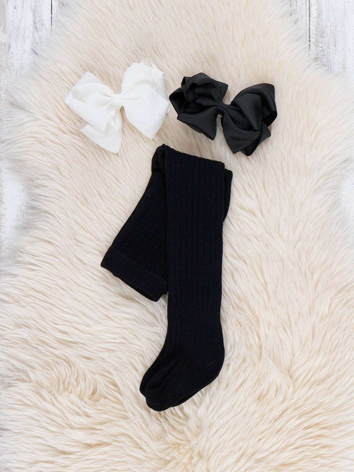 Classic Ribbed Tights - Black