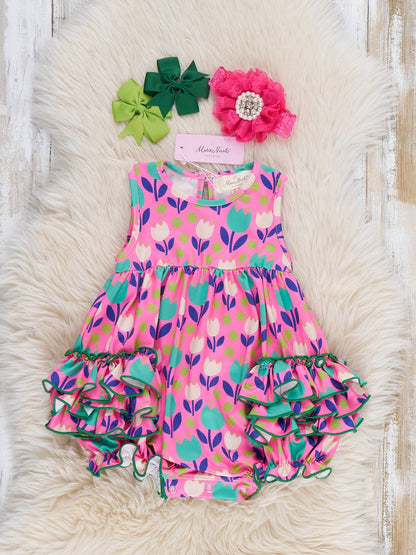 Ruffle Bubble Romper - Tulip