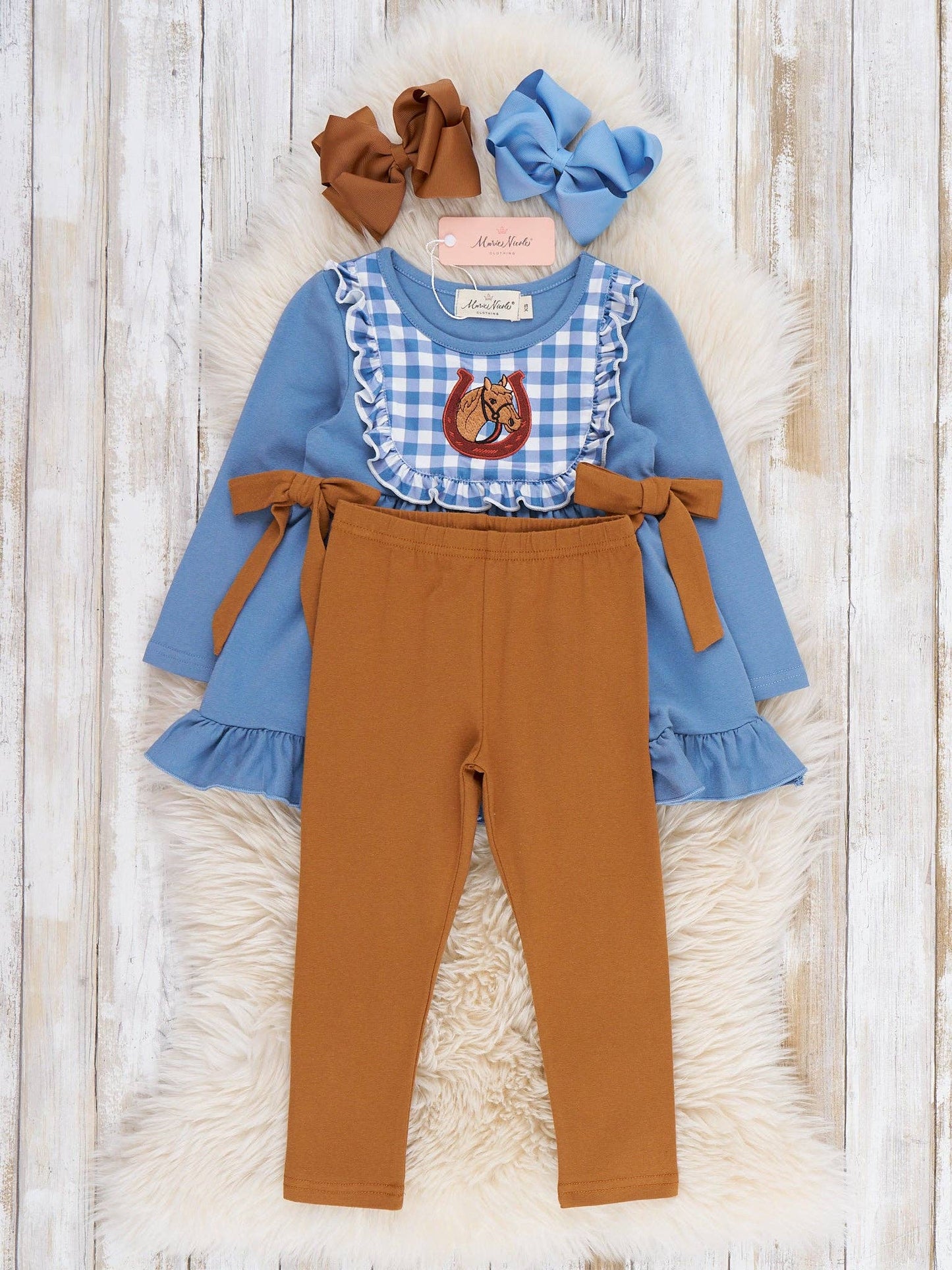 Lucky Horse Embroidered Ruffle Outfit