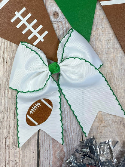 Football Embroidered Moonstitch Cheer Bows