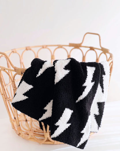 Lightning Bolt Fuzzy Blanket | Black