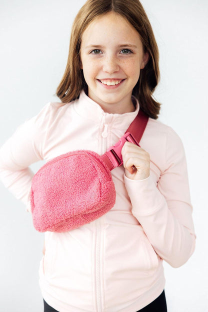 Pink Fleece Belt Bag