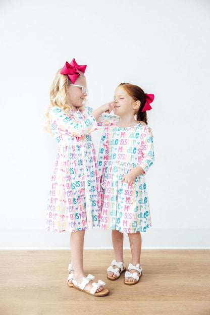 Big Sister 3/4 Sleeve Pocket Twirl Dress