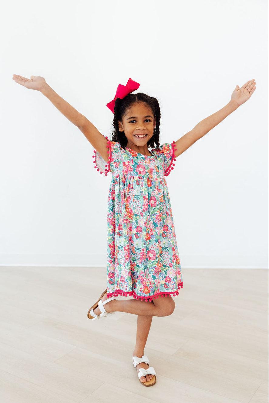 Preppy Petals Pom Pom Dress