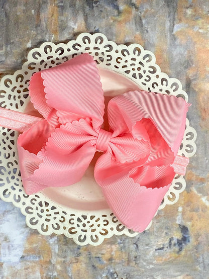 Oversize Scalloped Bows - Alligator Clip - 5.5"