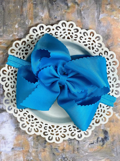 Oversize Scalloped Bows - Alligator Clip - 5.5"