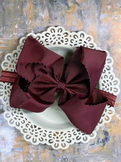 Oversize Scalloped Bows - Alligator Clip - 5.5"
