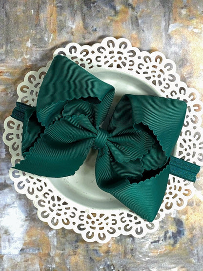 Oversize Scalloped Bows - Alligator Clip - 5.5"