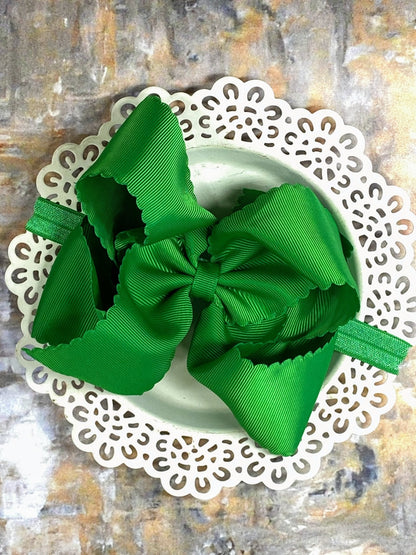 Oversize Scalloped Bows - Alligator Clip - 5.5"
