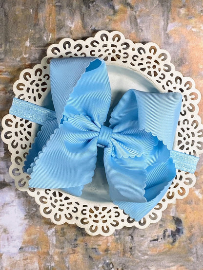 Oversize Scalloped Bows - Alligator Clip - 5.5"