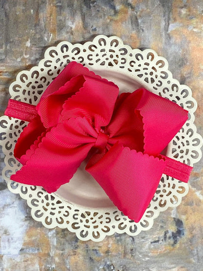 Oversize Scalloped Bows - Alligator Clip - 5.5"